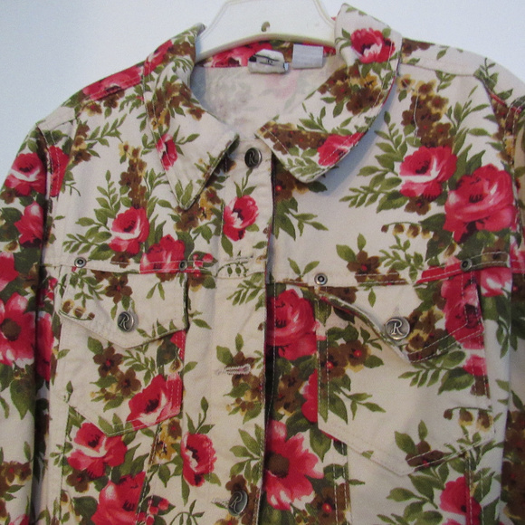 Roman's Jackets & Blazers - ROAMAN'S WOMEN'S FLORAL JACKET SIZE 16W 100% COTTO